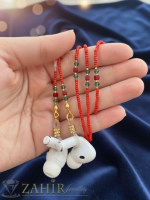   Атрактивна хендмейд верижка от фини червени стъклени мъниста, дълга 76 см - N1697